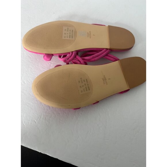 NEW Stuart Weitzman Pink Suede Twist Knot Flat Sandal Size 7 EU 37.5 - Picture 4 of 5
